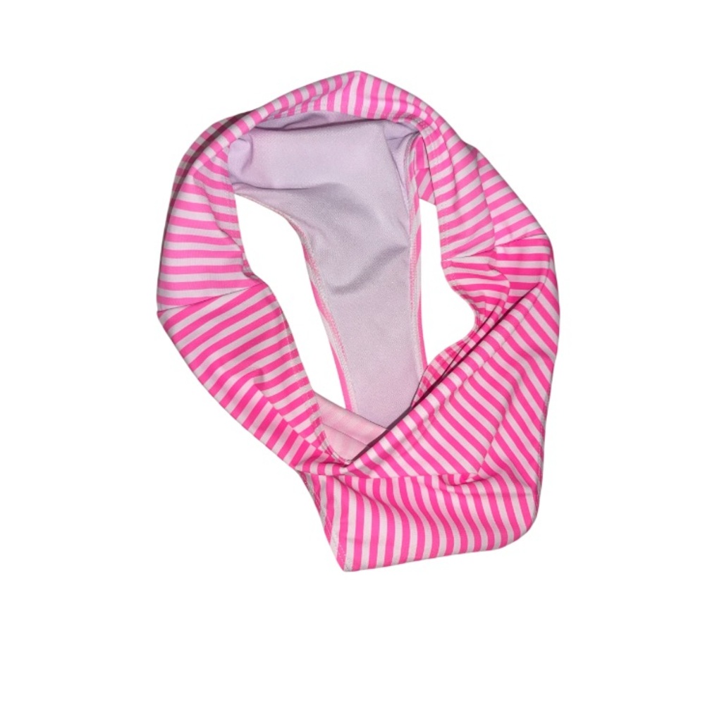 COTTON CANDY neon pink stripe high rise one shoulder bikini women’s size medium - Picture 10 of 14